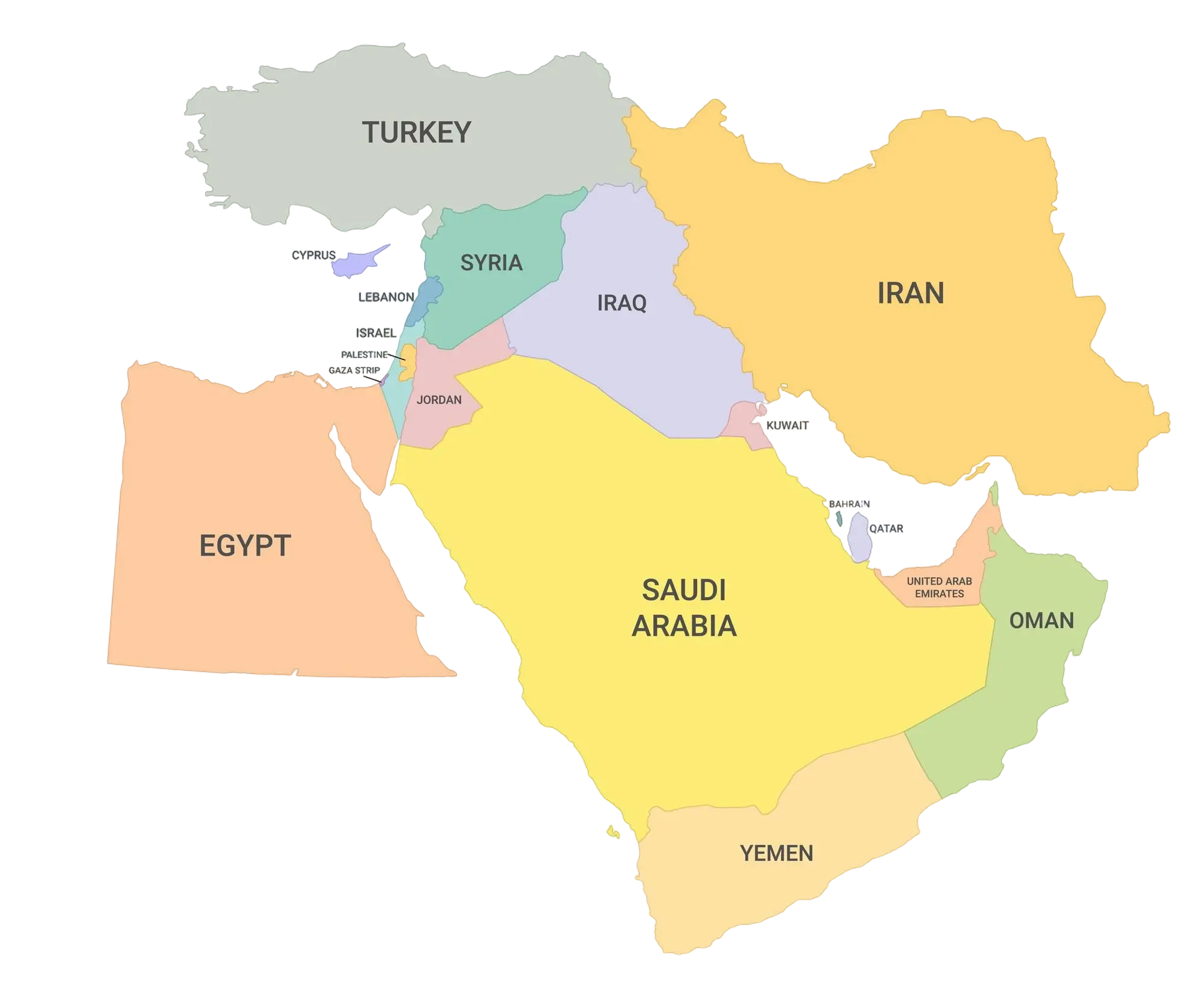 Map of the Middle East showing major 3PL hub countries including UAE, Saudi Arabia, Egypt, Qatar, Kuwait, Bahrain, Oman, and Jordan